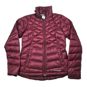 Columbia Titanium Down Puffer Jacket Womens XS Maroon Red‎ Omni-Heat 700 Fill